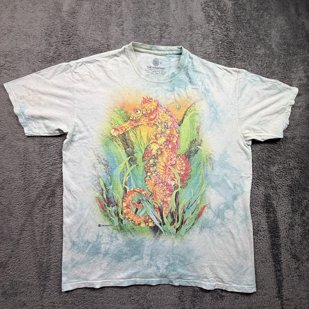 The Mountain 2016 Carol Cavalaris Seahorse Ocean Graphic Print Shirt Tie Dye XL
